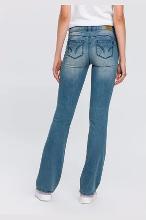ARIZONA Bootcut jeans Shaping bootcut, contraststiksels, used-look-wassing, lage taille