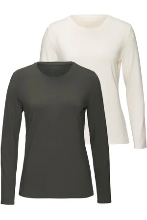 Lascana Shirt met lange mouwen Van zachte viscose-stretch van zachte viscosekwaliteit (Set van 2)