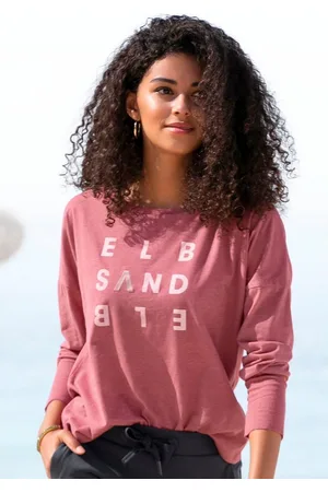 ELBSAND Longsleeve Ingrun met logoprint op de voorkant, shirt met lange mouwen van een katoenmix, sportief-casual