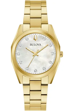 BULOVA Kwartshorloge Polshorloge, dameshorloge, roestvrijstalen horloge, met diamanten, saffierglas
