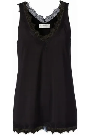 Rosemunde Shirt voor eronder Billie Tank Top met prachtige vintage kanten afwerking aan de v-hals en zoom