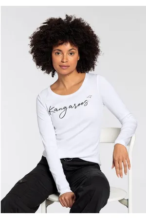 KangaROOS Longsleeve Lange mouwen, zeer figuurvolgend, van ribstof, van 100% katoen