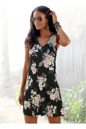 Lascana Strandjurk met bloemenprint, mini jurk, zomerjurk