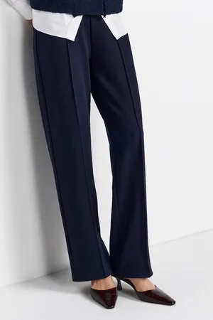 Rich & Royal Pantalon met vouw Nep-leistentassen achter, met elastische band