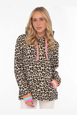 Zwillingsherz Hoodie "Leo Allover Neon Kante" met dierenontwerp en contrasterende mouwboorden