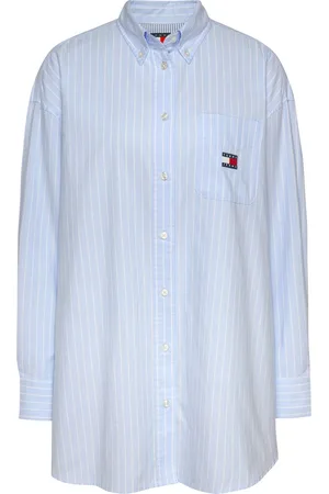 Tommy Hilfiger Overhemdblouse TJW OVS BADGE OXFORD SHIRT EXT met streepjespatroon, logo-badge