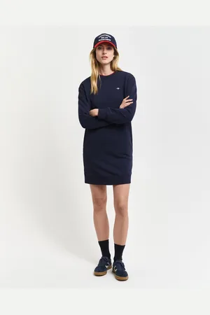 GANT Sweatjurk SHIELD C-NECK SWEAT DRESS Shield sweatjurk met ronde hals