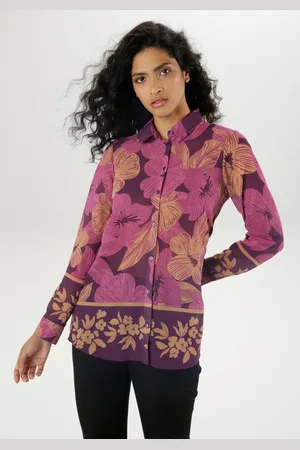 Aniston Overhemdblouse met opgedrukte randen, transparant