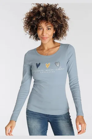 KangaROOS Longsleeve Lange mouwen, zeer figuurvolgend en heupbedekkend, met hartjes-detail