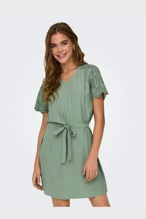 ONLY Mini-jurk ONLJODIE ROU SS V-NECK DRESS WVN