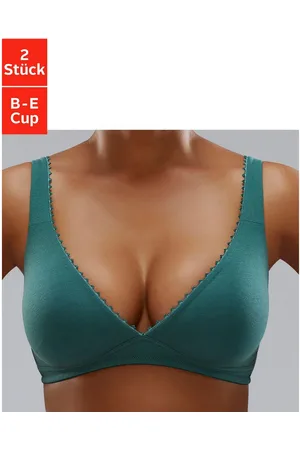 Petite Fleur Bralette-bh zonder beugels in high-apex vorm met sierlijke randen, basic lingerie (Set van 2)