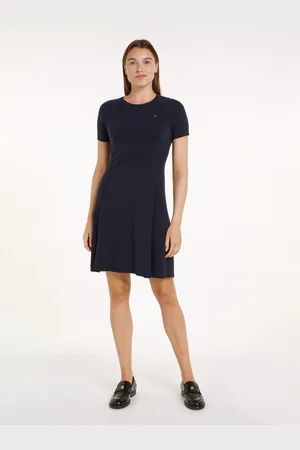 Tommy Hilfiger Jerseyjurk CO JERSEY STITCH F&F DRESS met logoborduursel op borsthoogte
