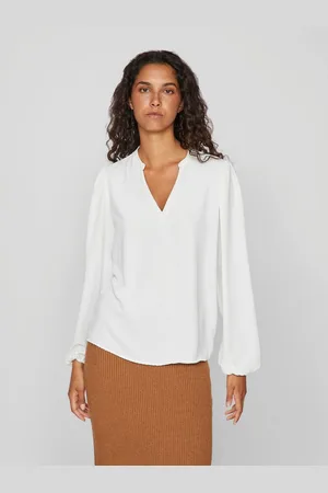 VILA Shirt VIRELLA V-NECK L/S TOP - NOOS