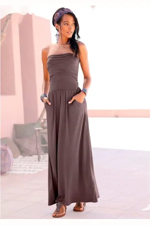 Lascana Maxi-jurk met smalle bovenkant en zakken, off-the-shoulder, zomerjurk, basic