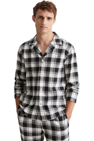 Marc O’ Polo Pyjama top Homey flanel met doorknoopsluiting