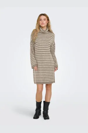 ONLY Gebreide jurk ONLTALIO LS STRIPE ROLLNECK DRESS BF KNT