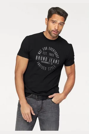 Bruno Banani T-shirt Korte mouwen, smal gesneden, bedrukt, van katoenmix