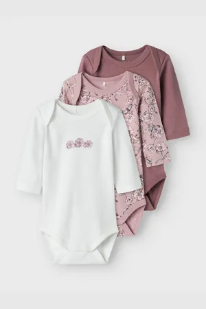 NAME IT Body met lange mouwen NBFBODY 3P LS GRAPE FLOWER NOOS (set, 3-delig)