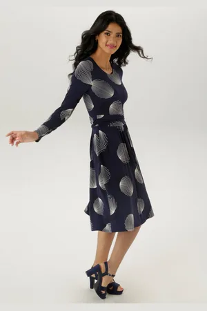 Aniston Jerseyjurk met figuuraccentuerende plooien in de taille - nieuwe collectie
