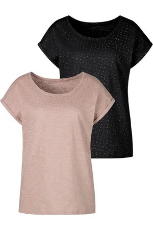 vivance collection Shirt met korte mouwen Met zilverkleurige glitterstippen (Set van 2)
