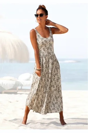 vivance collection Midi-jurk met bloemenprint, luchtige zomerjurk, strandjurk