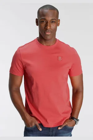 DELMAO Shirt met ronde hals Korte mouw, regular fit, basic, van 100% katoen