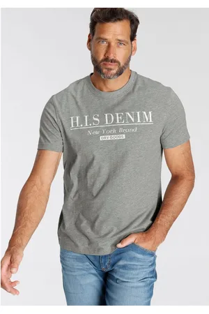 H.I.S T-shirt smalle pasvorm, bedrukt ontwerp, ronde hals