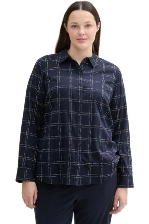 TOM TAILOR Blouse met lange mouwen geruit, met grafisch patroon