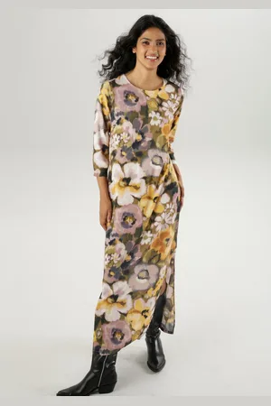 Aniston Maxi-jurk met bloemenprint in batik-look - elk stuk is uniek