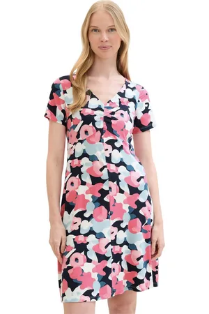 TOM TAILOR Mini-jurk met allover-print en v-hals
