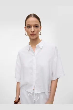 VERO MODA Overhemdblouse VMLINN LINEN 2/4 SHORT SHIRT WVN NOOS