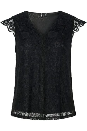 Pieces® Kanten top PCOLLINE SL LACE V-NECK TOP WVN NOOS