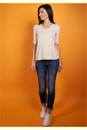 Seidel Moden Shirt met V-hals met halve mouwen van zacht materiaal, made in germany