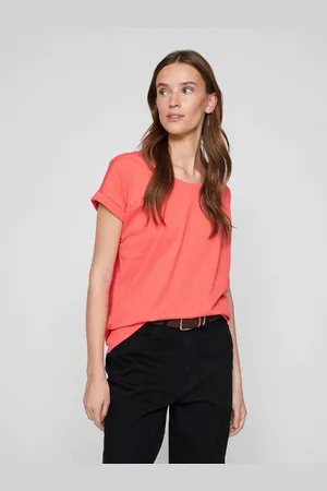 VILA Shirt met ronde hals VIDREAMERS NEW PURE T-SHIRT/SU-NOOS Basic dames T-shirt met ronde hals en omgeslagen mouwen
