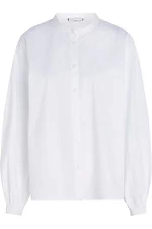 Tommy Hilfiger Blouse met lange mouwen COTTON V-NECK BALLOON LS BLOUSE