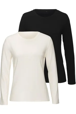 Lascana Shirt met lange mouwen Van zachte viscose-stretch van zachte viscosekwaliteit (Set van 2)
