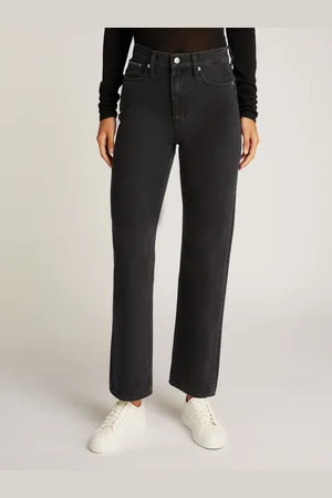 Calvin Klein Mom jeans HIGH RISE STRAIGHT lichte stone wash-look, met muntzakje