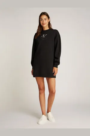 Calvin Klein Sweatjurk EMBROIDERED MONOLOGO CREW DRESS
