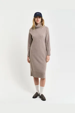 GANT Midi-jurk HERRINGBONE DETAIL ROLLNECK DRESS