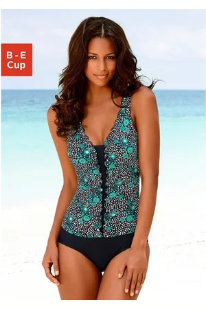 Lascana Badpak Flori met modieuze rimpeling voor, ingebouwde softcups, onderborst-elastiek