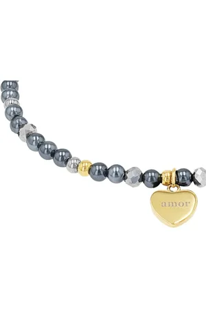 Amor Armband Hart, 2039084 met hematiet - met schelpkernparel