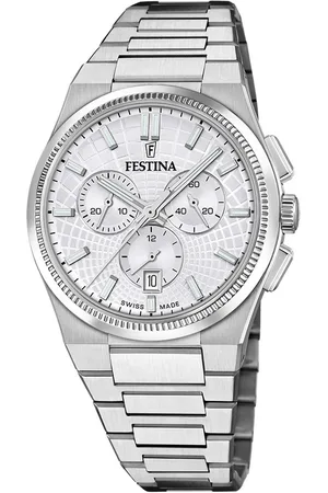 Festina Chronograaf Rive Collection Quartzhorloge, horloge, herrenuur, Swiss Made, roestvrijstalen band, analoog