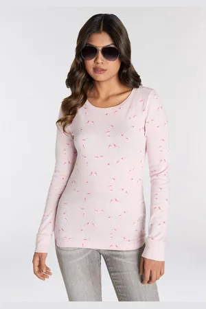 KangaROOS Shirt met lange mouwen zeer figuurvolgende pasvorm, ronde hals, van 100% katoen