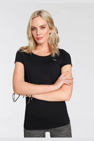ARIZONA T-shirt Korte mouwen, figuurvolgend, basic-stijl, van katoenmix
