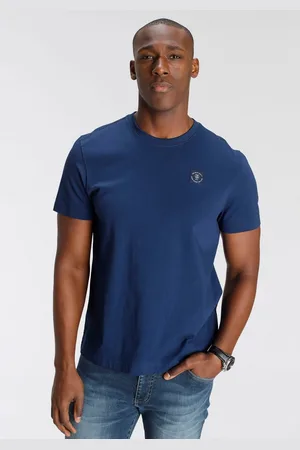 DELMAO Shirt met ronde hals Korte mouw, regular fit, basic, van 100% katoen