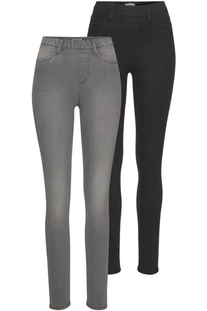 FLASHLIGHTS Jeggings strakke pasvorm, skinny jeans, used-look-wassing, hoge taille (Set van 2)