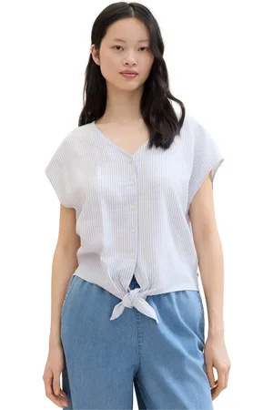 TOM TAILOR Blouse met korte mouwen met knoopdetail