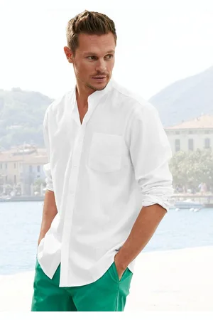 H.I.S Overhemd met lange mouwen Regular fit, staande kraag shirt met borstzak, 100% katoen