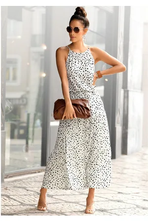 Buffalo Maxi-jurk met stippenprint, soepele zomerjurk, jersey jurk
