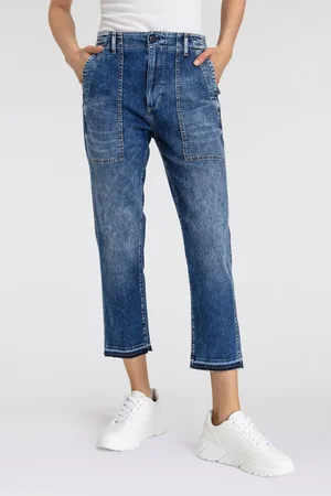 Herrlicher 3/4 jeans Fatique Women Slim Recycled Light Denim met grote opgestikte zakken aan de voorkant
